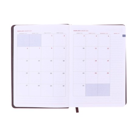 Dated diary 2025, A5, 176 sheets, Hong Kong, solid cover, pancake embossing, with liesse, block 80 g/m2, brown-9