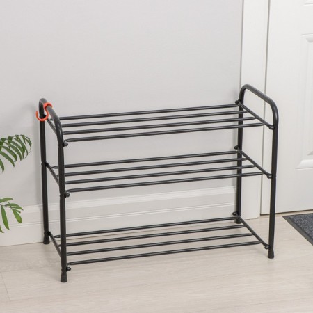 Shoe stand, 3 tiers, 65 × 30 × 48 cm, black color