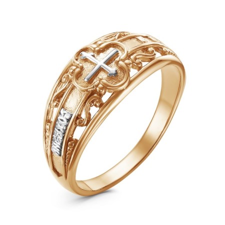 Ring "Save and Save" with a cross, gilding with selective magazine, 18 size