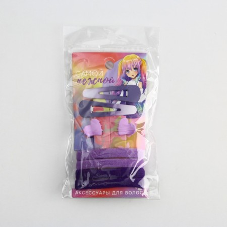 Hairpins, elastic bands, hair crab "tender", purple tones-11