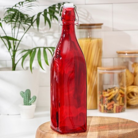 Glass bottle for sauce and butter with a gigbox “Gallery”, 1 l, 8 × 30.5 cm, color mix