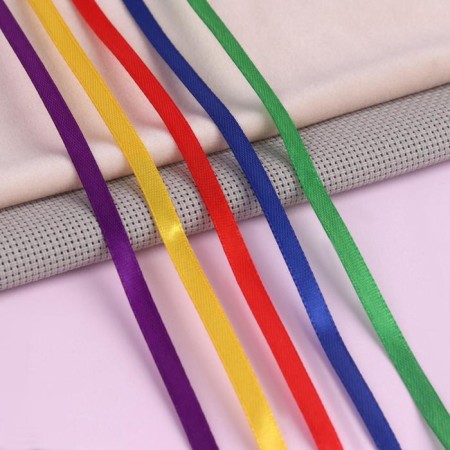 A set of satin ribbons "Rainbow", 5 pcs, size 1 tape: 6 mm × 23 ± 1 m-1