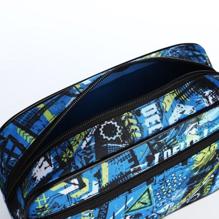 Lightning cosmetic bag, external pocket, blue color-2