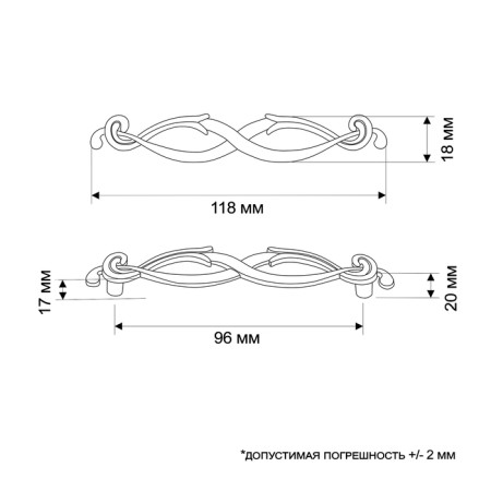 The tundra handle PC172AB, m/o 96 mm, bronze color