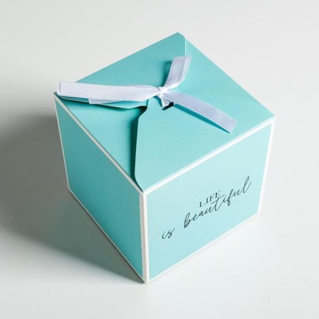 Gift folding box, packaging, Tiffany, 12 x 12 x 12 cm-3