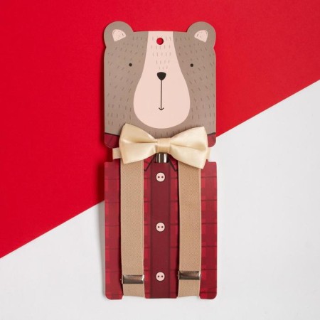 New Year's set for the boy KAFTAN "Bear" of the suspenders and a bow tie, rr 75 cm, polyester-1