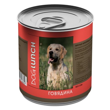 Консервы "Дог ланч" для собак, говядина в желе, 750 г.