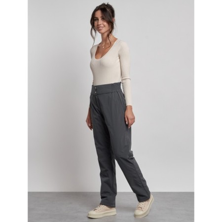 Warmed female trousers, size 50, gray color-6