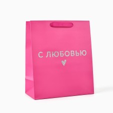 Laminated vertical packet “With Love”, Glitter, ML, 23 × 27 × 11.5 cm