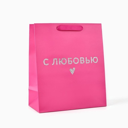 Laminated vertical packet “With Love”, Glitter, ML, 23 × 27 × 11.5 cm