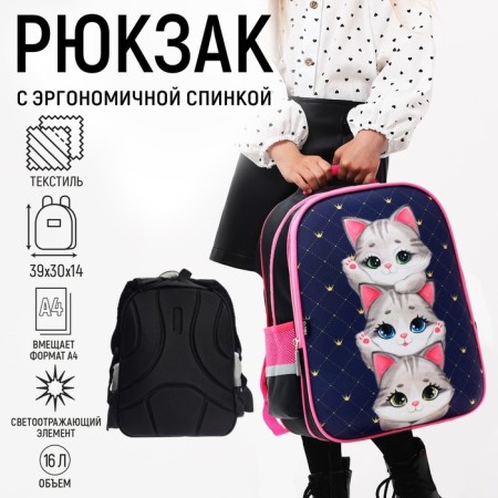 Backpack Bag School Calligrata "Kittens", 39 x 30 x 14 cm