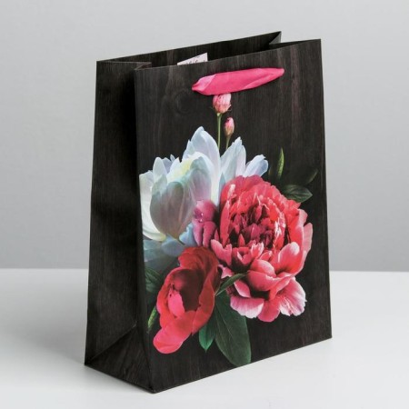 Package Gift Laminated Vertical, Packaging, “Flowers of Love”, Ml 23 x 27 x 11.5 cm