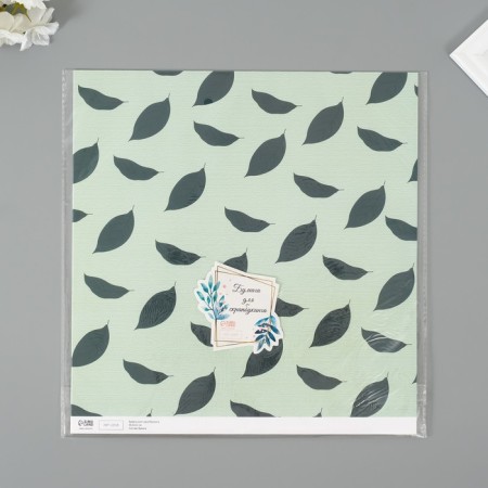 Scrapbooking paper "Avocado leaves" density 180 grams set 5 pcs 30.5x32 cm-4