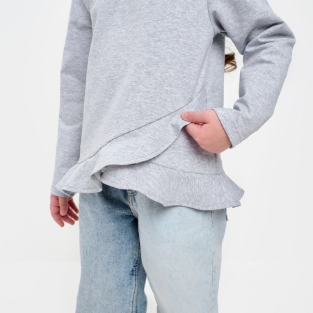 Свитшот для девочки с воланом KAFTAN "Basic line" размер 32 (110-116), цвет серый-13