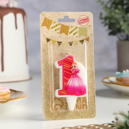 Candle in the cake "Princess", number 1, 6.5 cm-1