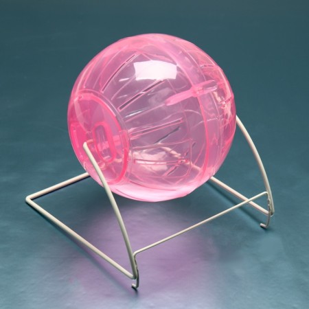 A ball for rodents on a metal base, 12 cm, pink