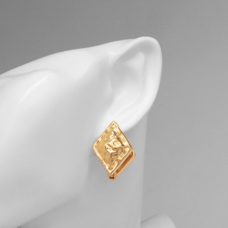Earrings Metal "Chord" rhombus, color gold-2