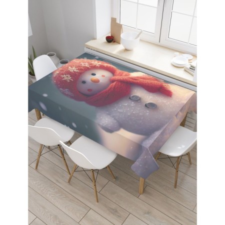 The tablecloth "Snowman", rectangular, Saten, size 145x180 cm