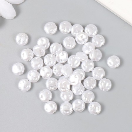 Beads for creativity plastic "Round Flat Pearl" set 40 pcs 0.8x0.8x0.4 cm-1
