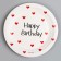 Disposable paper plate "Happy Birthday", hearts, 18 cm