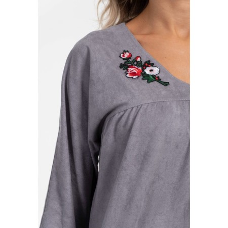 Female blouse, size 46, gray color-5