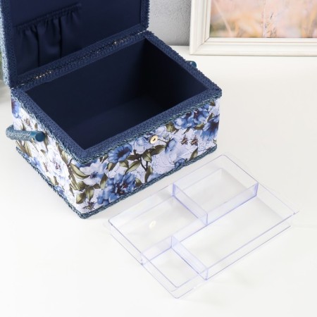 Casket for needlework "White-blue peonies" 19x26x14.5 cm-3