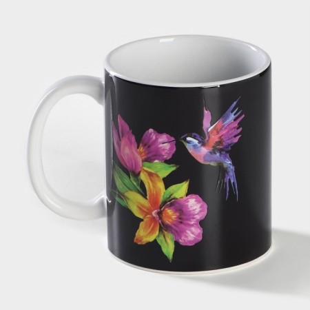 Mug - chameleon ceramic share "hummingbird", 350 ml, white color-2