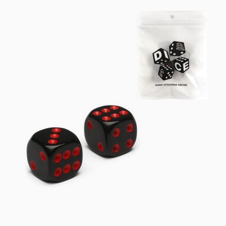 Dice play "Game time", 1.6 x 1.6 cm, set 2 pcs, black-1