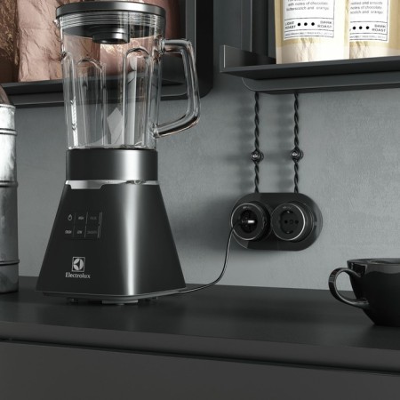 The socket W5871051 with the grounding of Vintage, black matte chromium-1