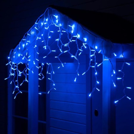 Garland "fringe" 3 x 0.6 m, IP65, UMS, white thread rubber, 160 LED, blue glow, 220 V