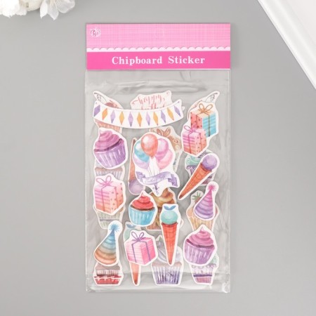 Stickers for creativity "Birthday" set 2 sheets 22x12.5 cm