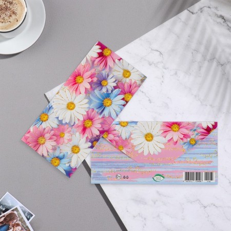 Money envelope "Universal" multi -colored flowers, 17x8 cm-1