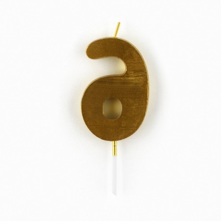 Candle for the cake, number "6", gold, 4 x 10 cm.-3
