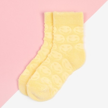 Socks for girls Terry Kaftan "Smiley", size 16-18 cm, color yellow color-1