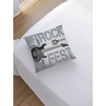 Decorative pillowcase "Guitar and microphones", on a zipper, size 45x45 cm-1