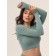 Crype female top with a long sleeve Mirey Crop Top Manica Lunga, size 44-46, Biryuza color