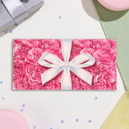 Money envelope "Universal" pink roses, bow, 17x8 cm-2
