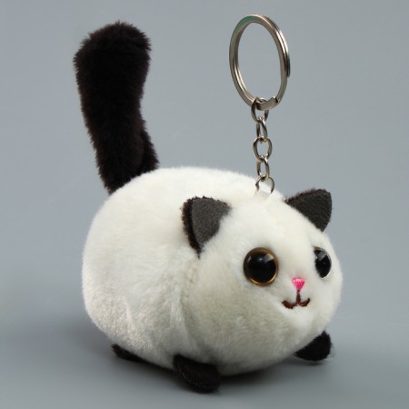 Soft toy "Cat" on a key fob, 8 cm, white color-3