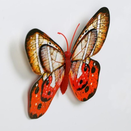 Magnet "Valley of butterflies" double wings with sparkles and silver 10x14.5 cm-3