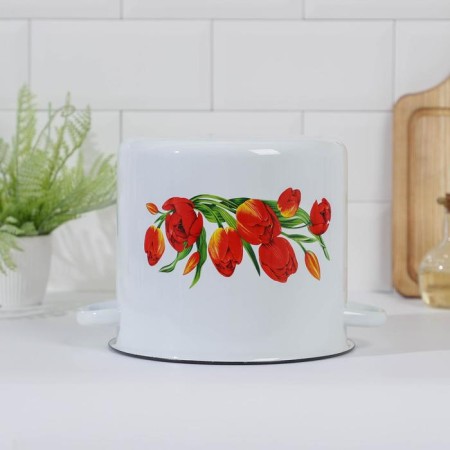 Pan "tulips", 5.5 l, induction, white color-2