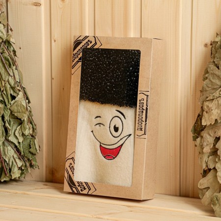 Bath set "Smile 1" hat with embroidery, washcloth in a box