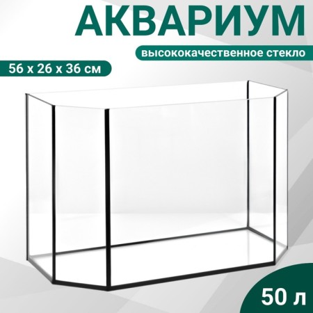 Aquarium "Panoramic" without a lid, 50 liters, 56 x 26 x 36 cm