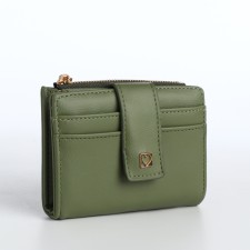 Women's wallet on the button, green color