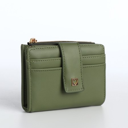 Women's wallet on the button, green color