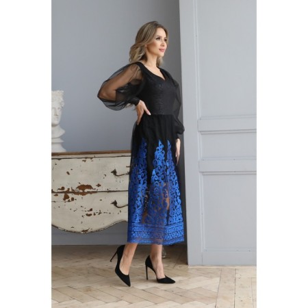 Women's dress, size 42, black color, blue-4