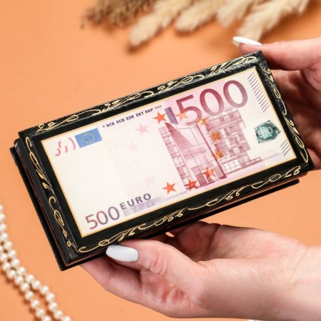 Casket - a bill "500 euro", 8.5 × 17 cm, lacquer miniature-2