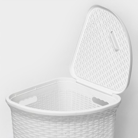 Corner underwear basket with a rattan lid, 60 l, 40 × 40 × 58 cm, white color-6