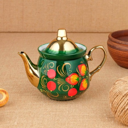 The set "Poppies on the Green", a stoker, 3 objects, a samovar 3 l, a teapot 0.7 l, tray-20