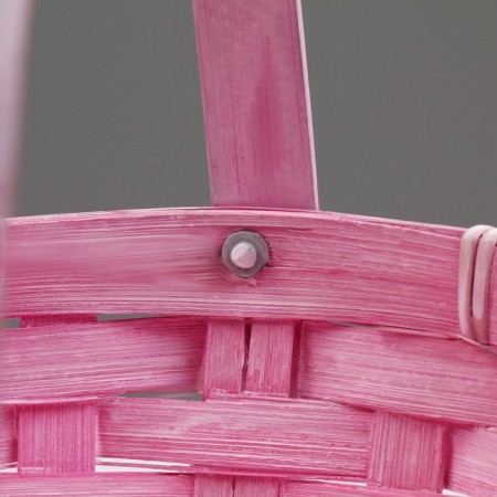 Wicker basket, d17 x 12 x 22 cm, pink, bamboo-4