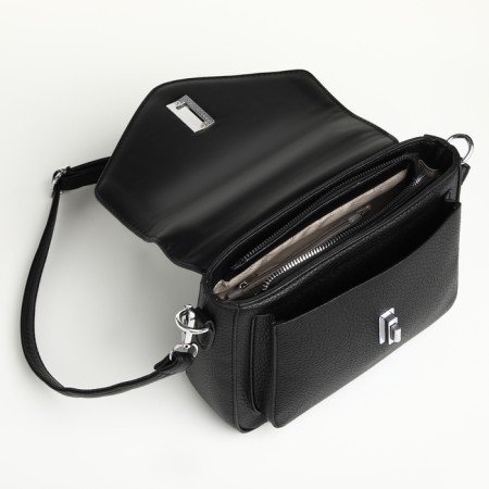 Women's bag on the Textura valve, small size, black color-8